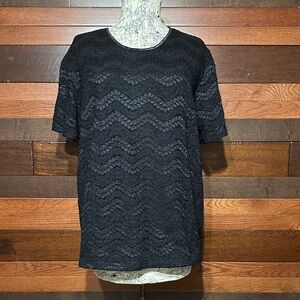 Vintage Hu Hu Black Sheer Lacey Short Sleeve Top